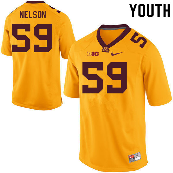 Youth #59 Tony Nelson Minnesota Golden Gophers College Football Jerseys Sale-Gold